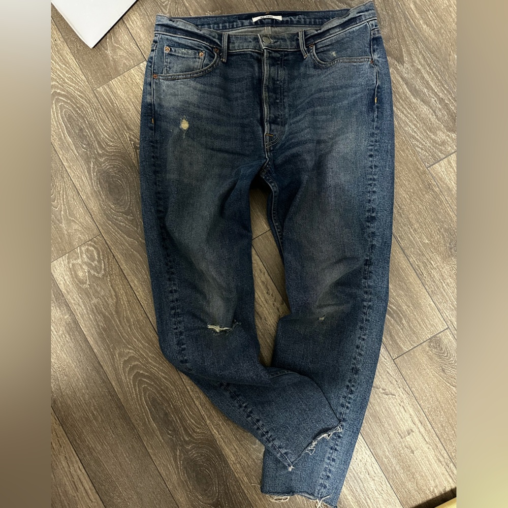 GRLFRND Blue Relaxed Jeans with Distressed Details Style - Karolina